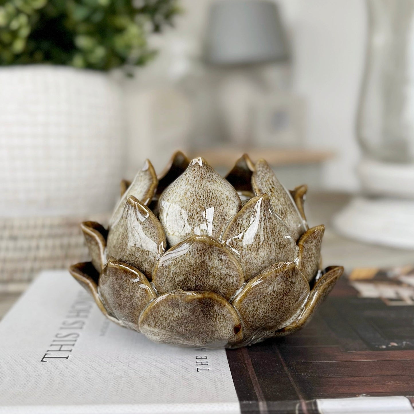 Imperfect Brown Artichoke Candle Holder