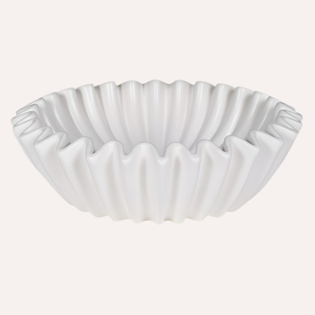 Imperfect Large Chalk Waved Bowl