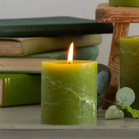 Rustic Pillar Candle Fern Green