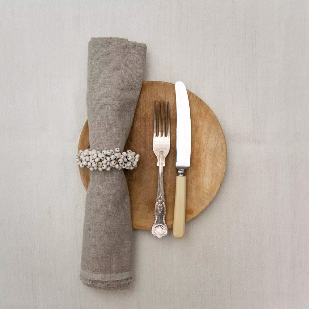 Set Of 2 White Berry Napkin Rings