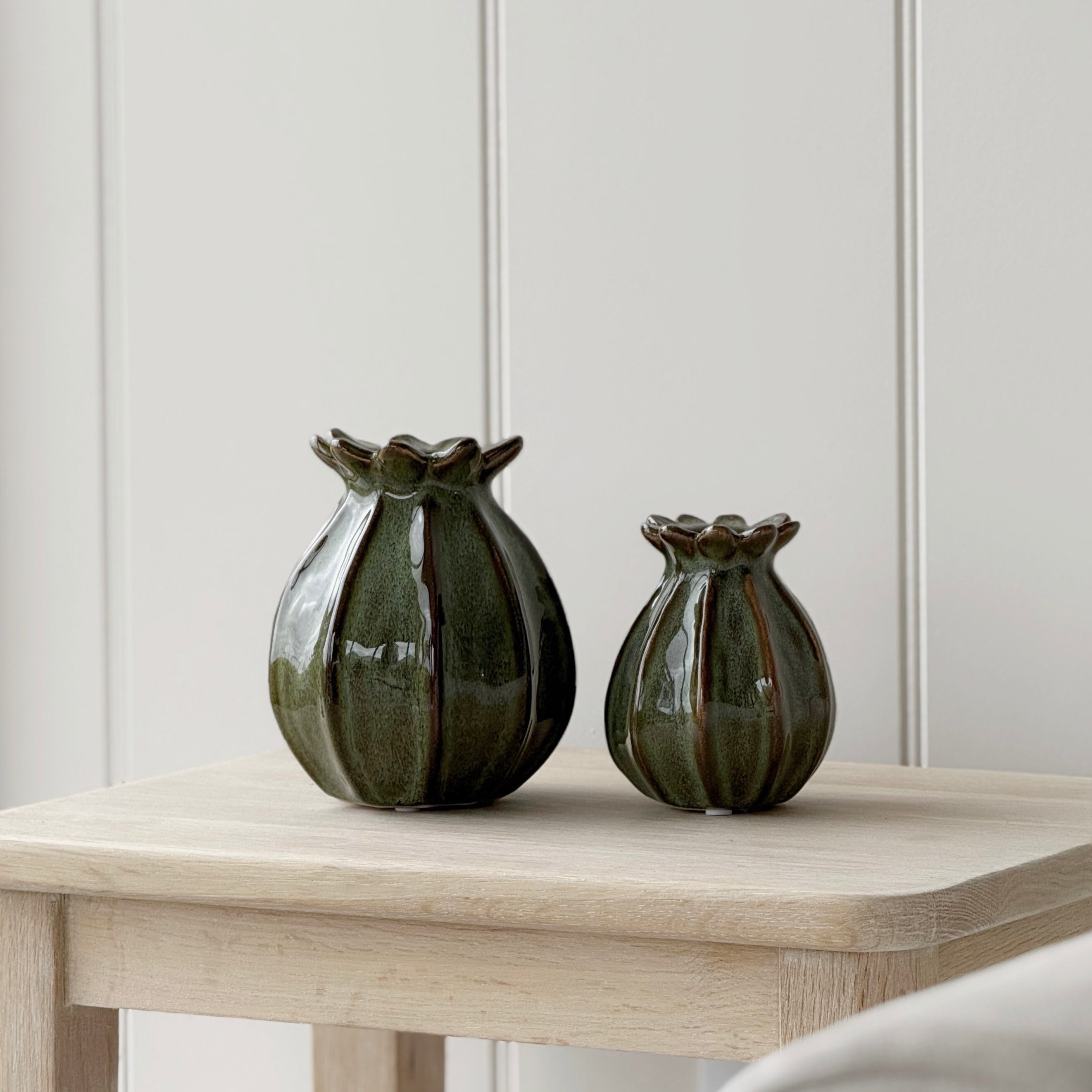 Moss Green Poppy Vase