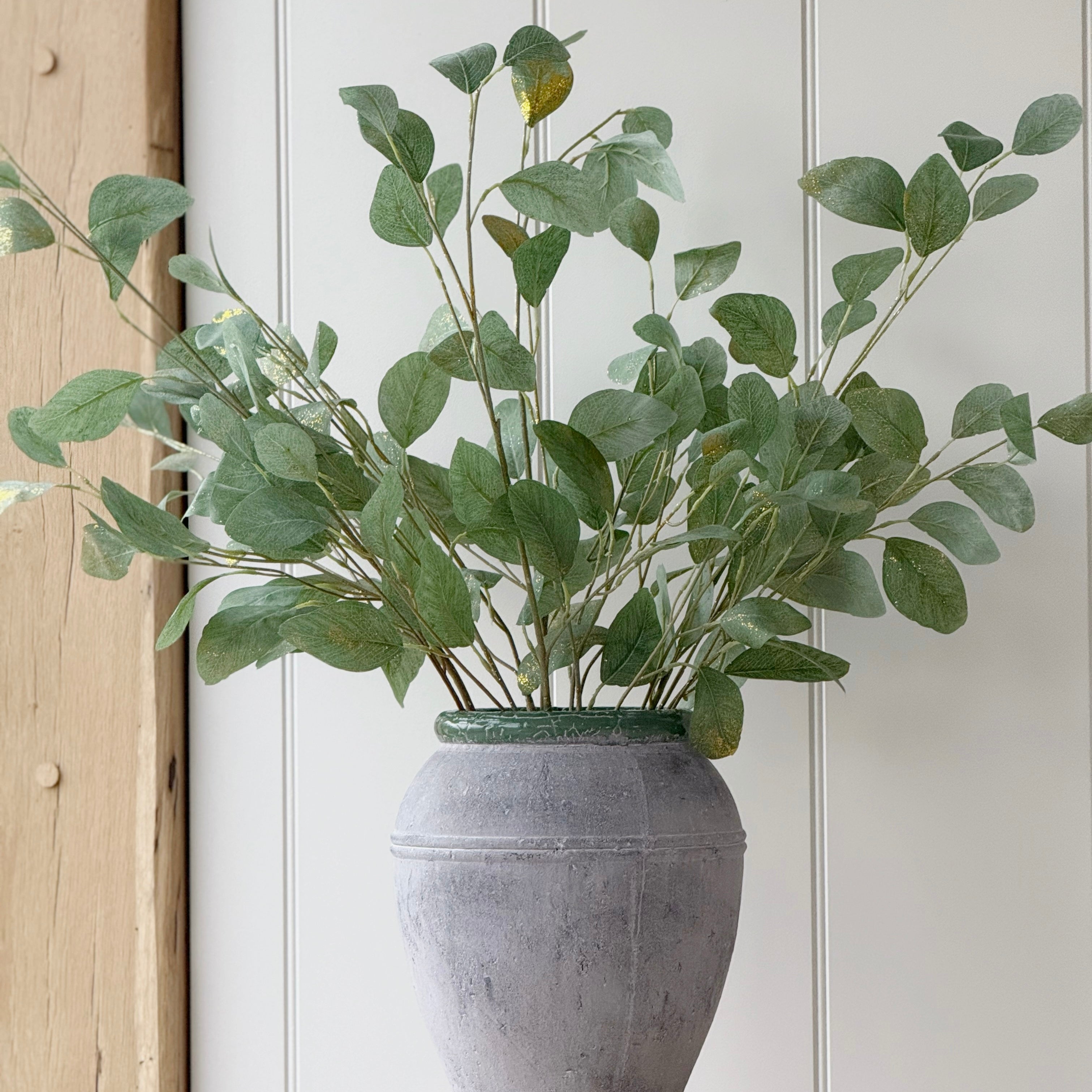 Green Leaf with Gold Glitter