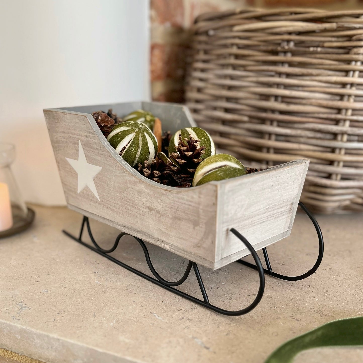 Grey Wooden Santa Sleigh