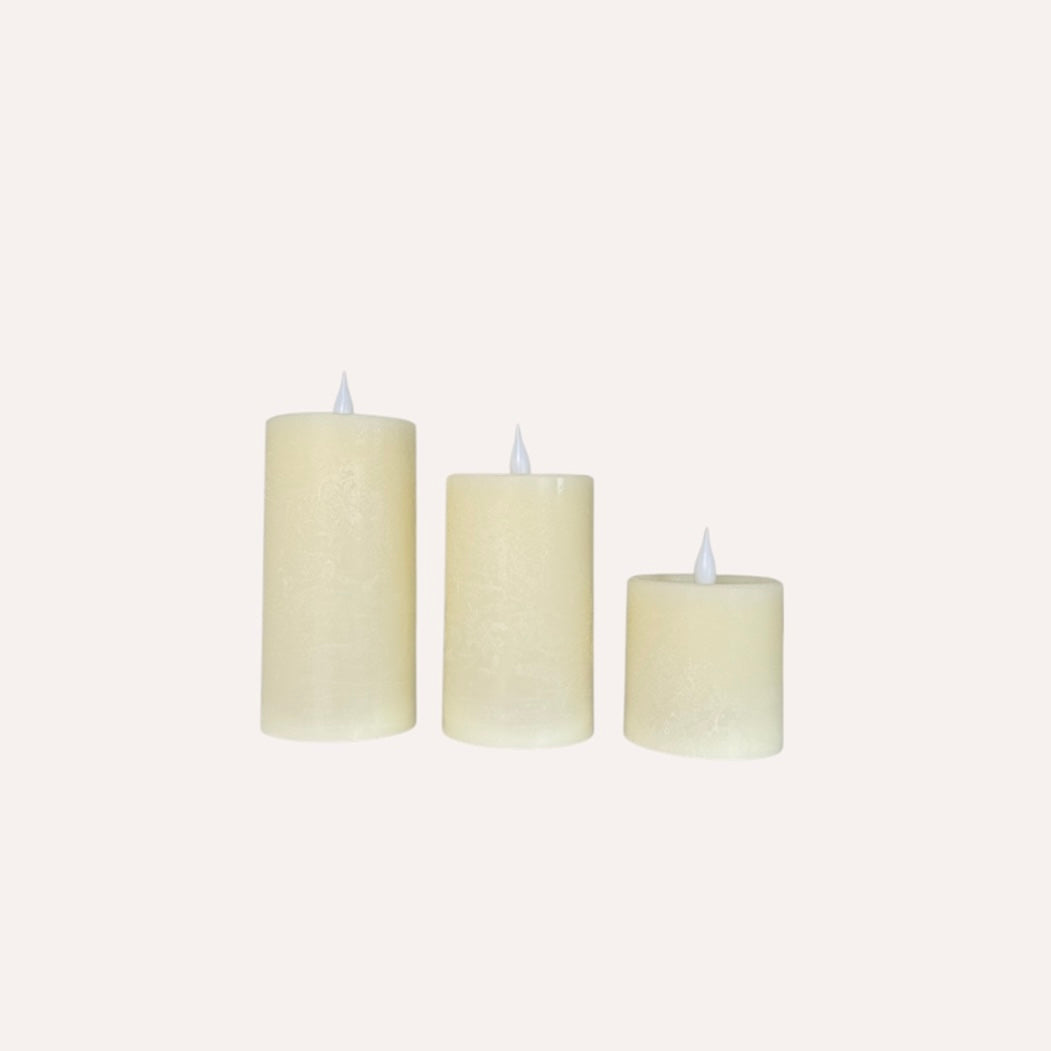 Set of 3 LED Ivory Candles