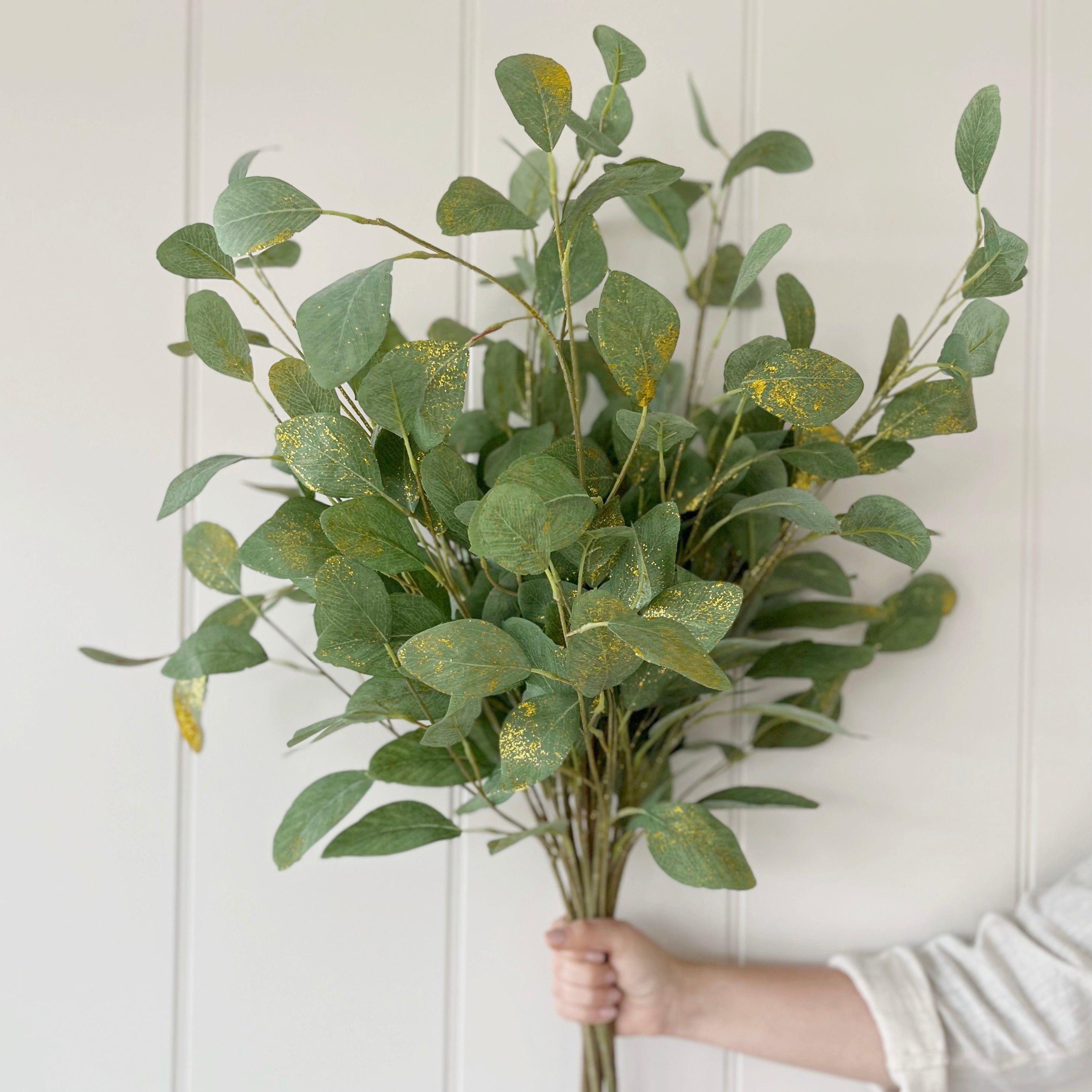Green Leaf with Gold Glitter