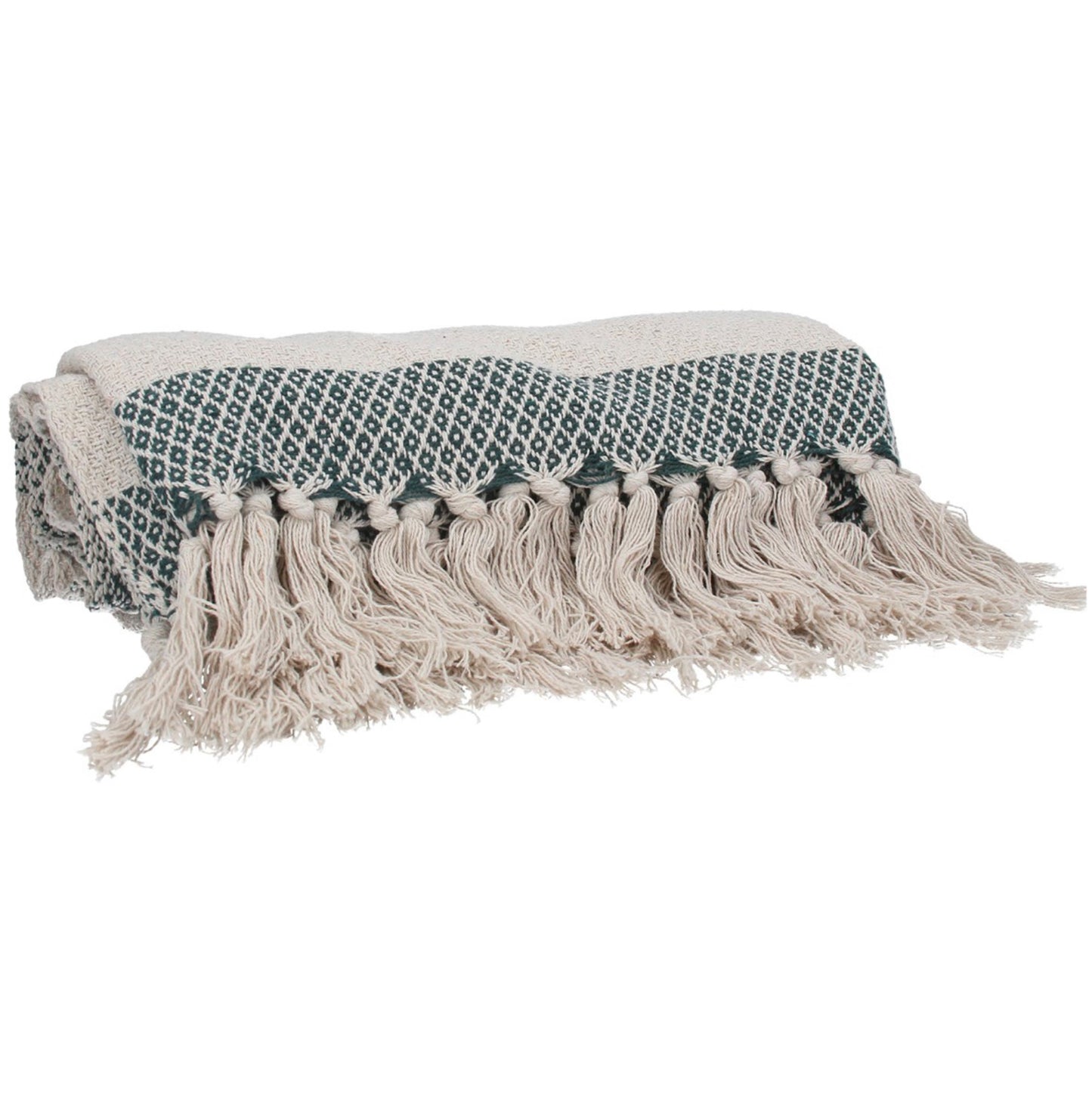 Green Woven Stripe Throw