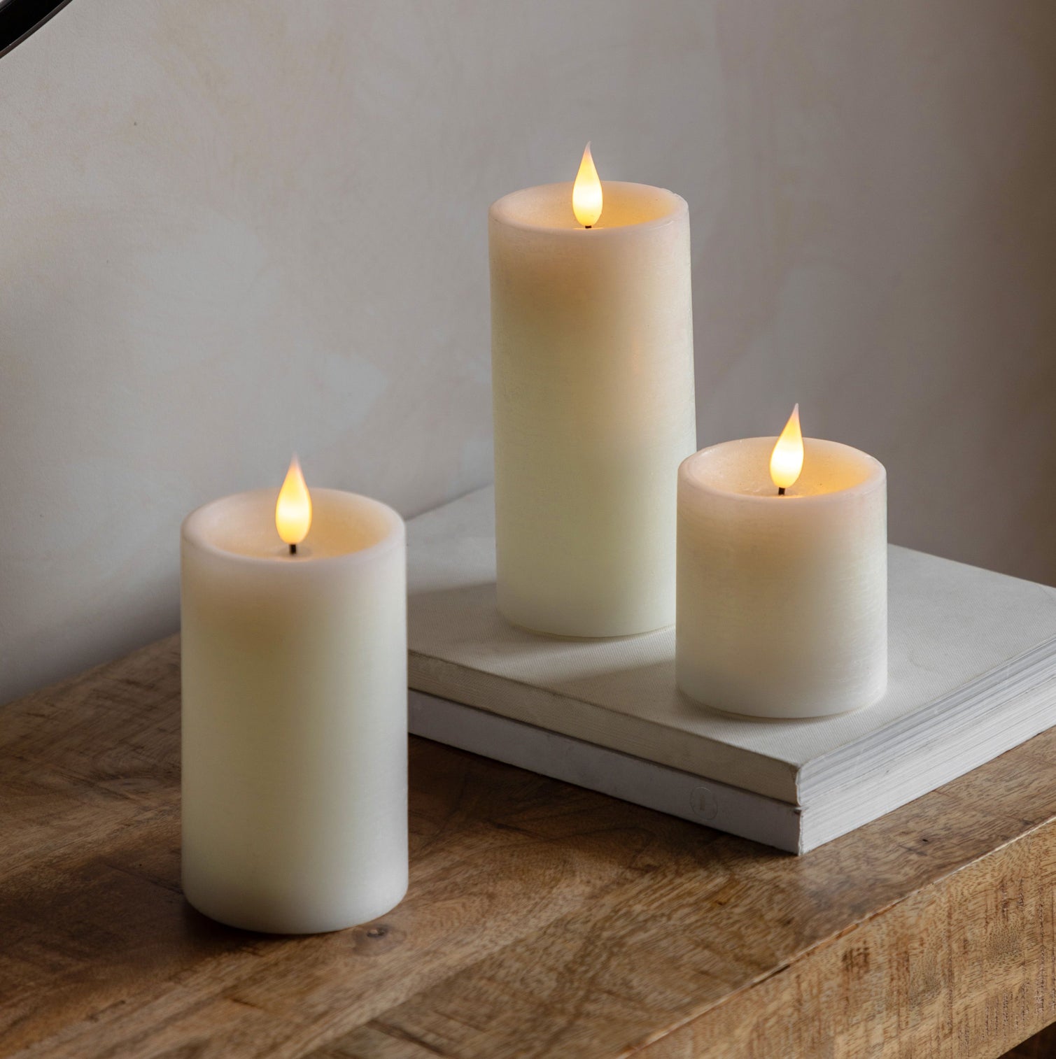 Set of 3 LED Ivory Candles