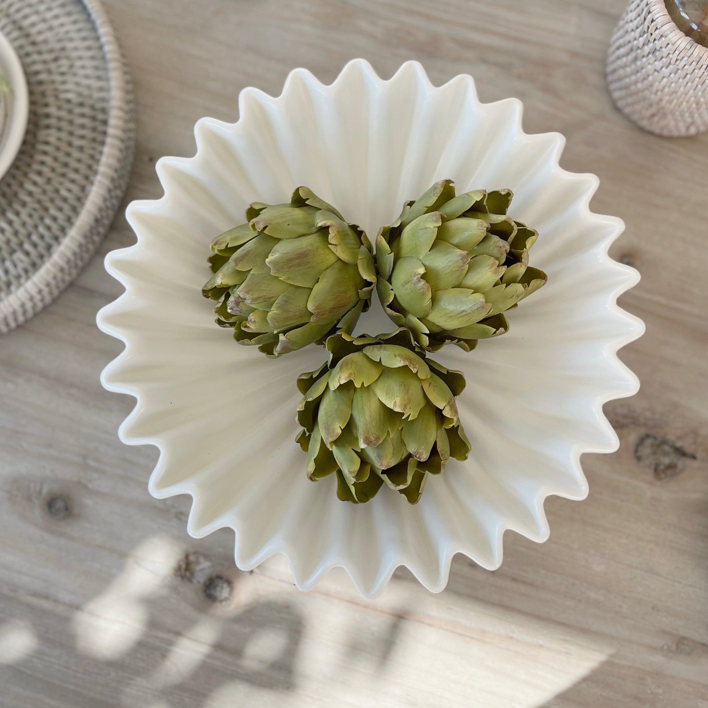 Imperfect Large Chalk Waved Bowl