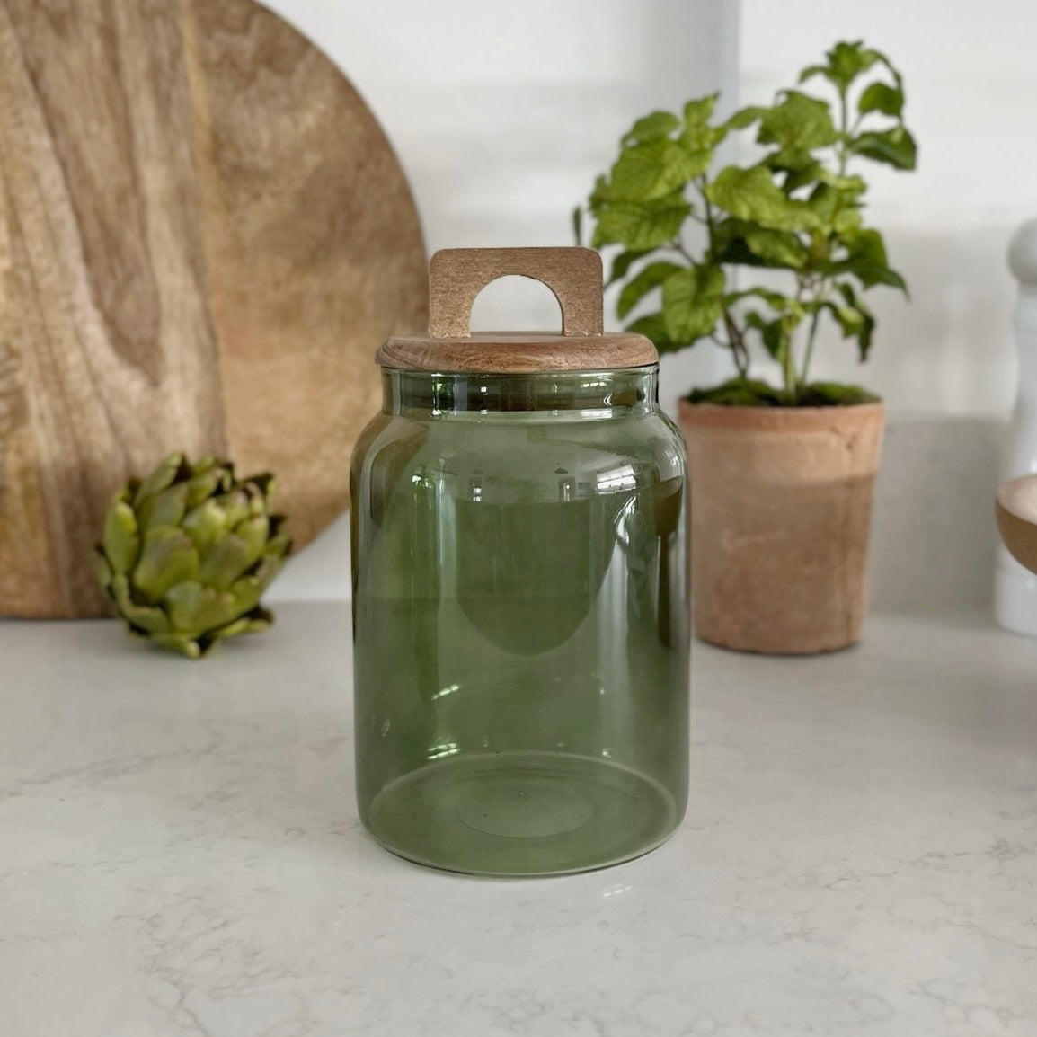 Green Glass Jar