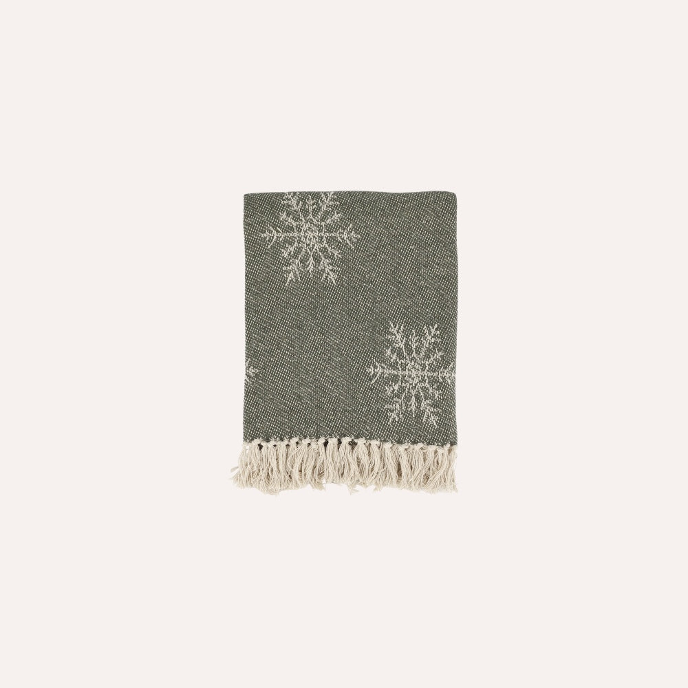 Olive Snowflake Throw