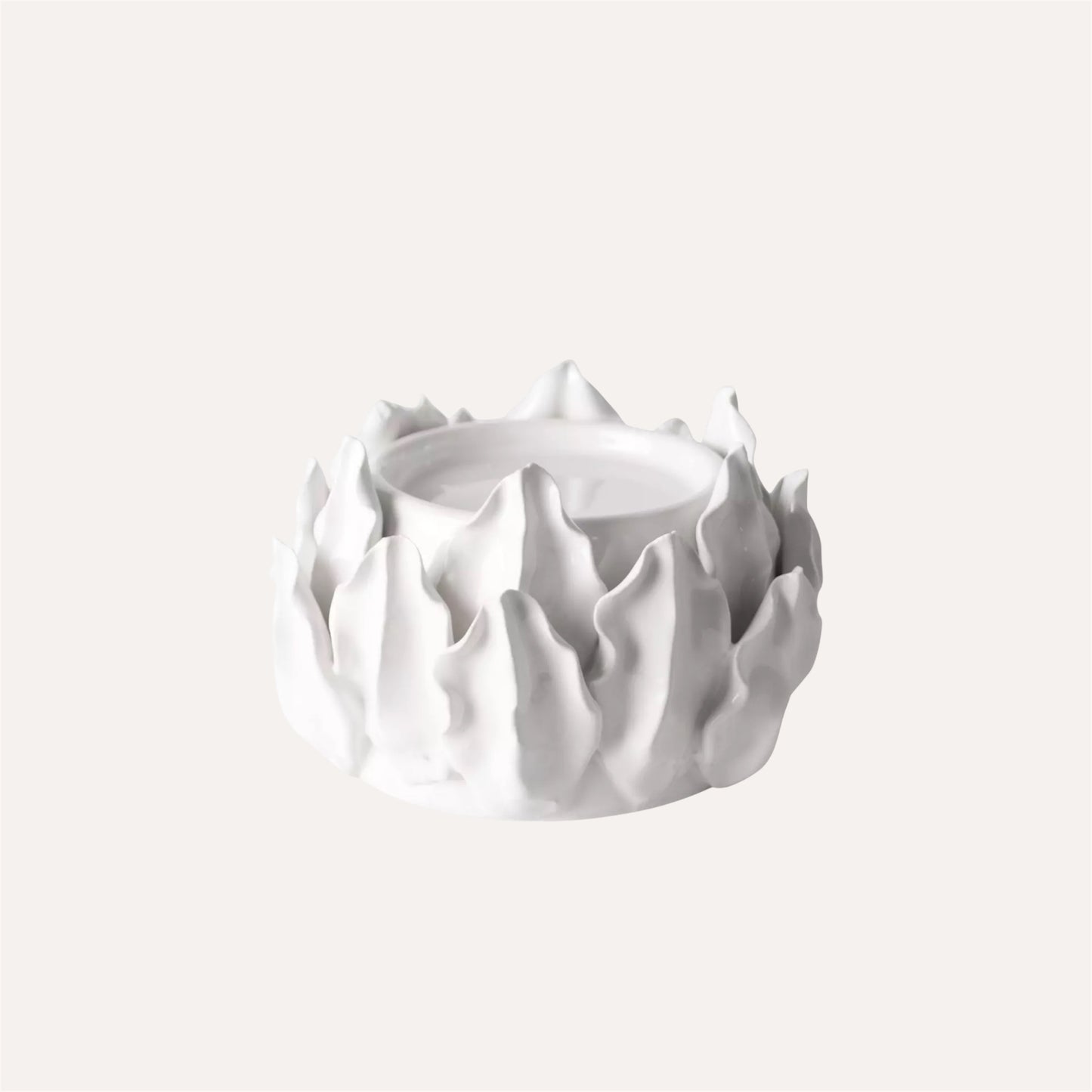 White Artichoke Pillar Candle Holder