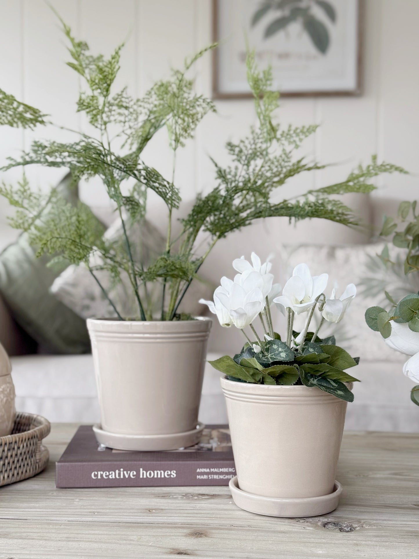 Beige Emelina Pot With Saucer