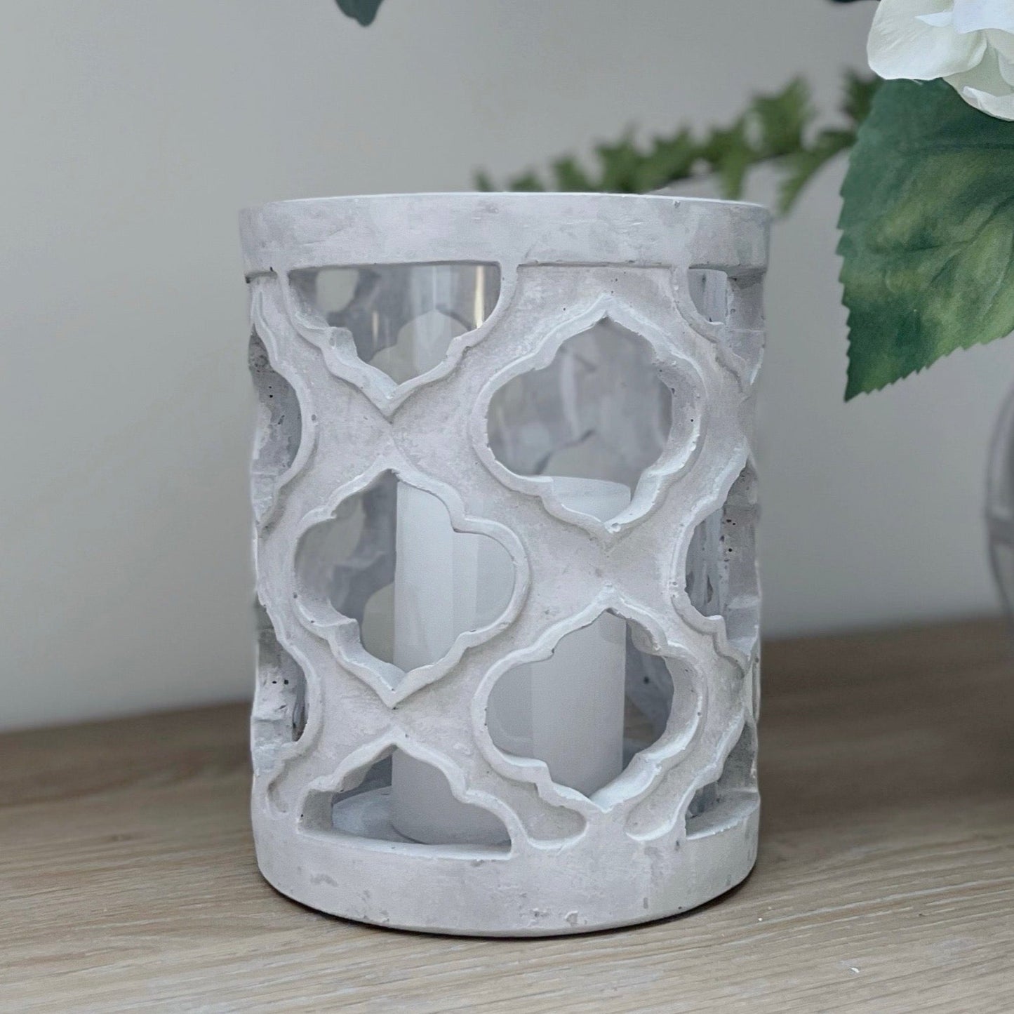 Stone Effect Patterned Candle Holder