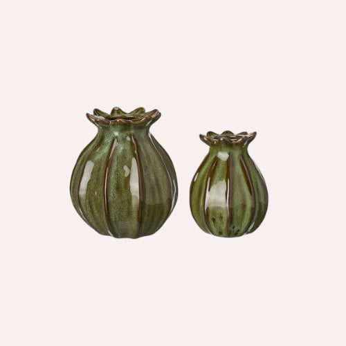 Moss Green Poppy Vase