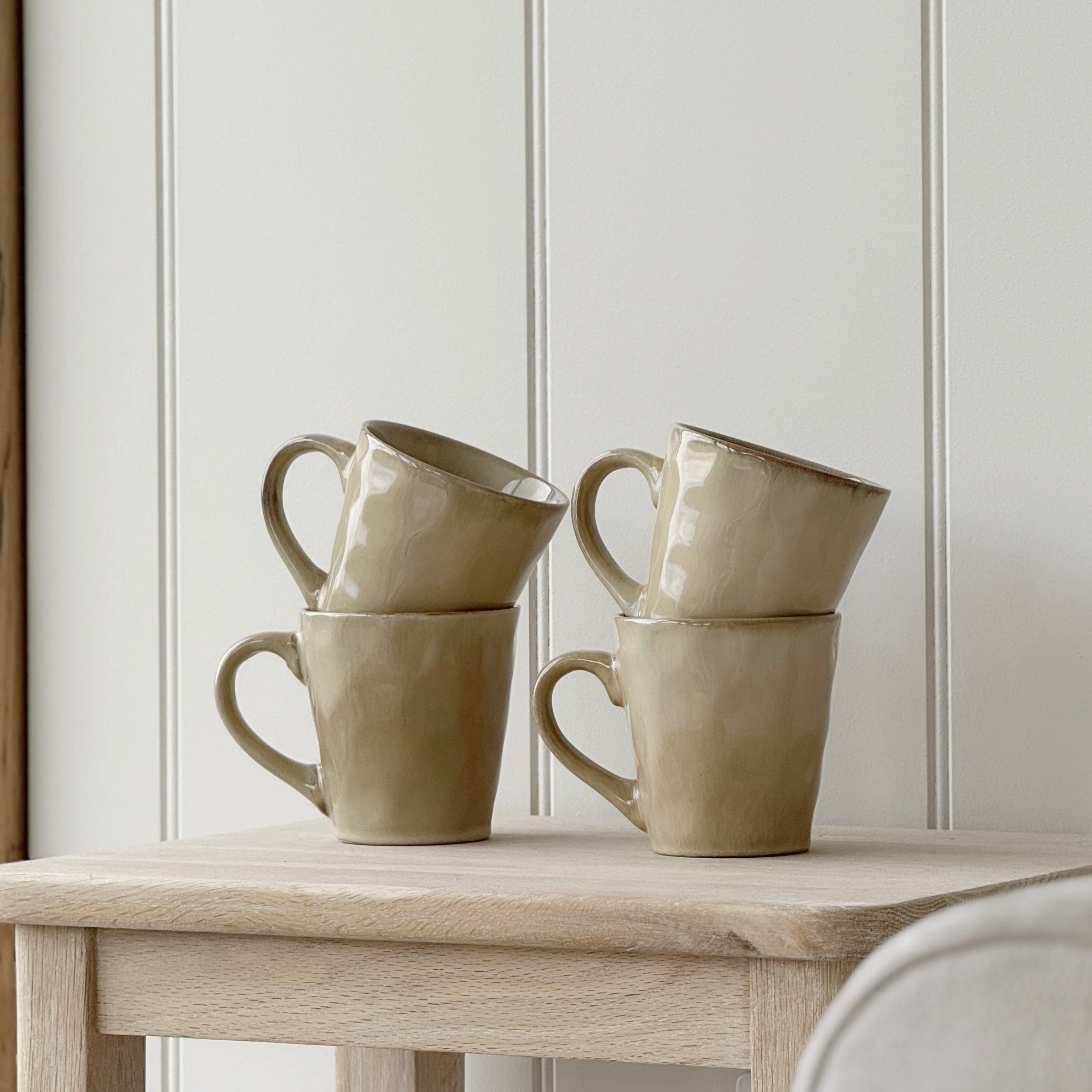 Set Of 4 Taupe Reactive Mugs