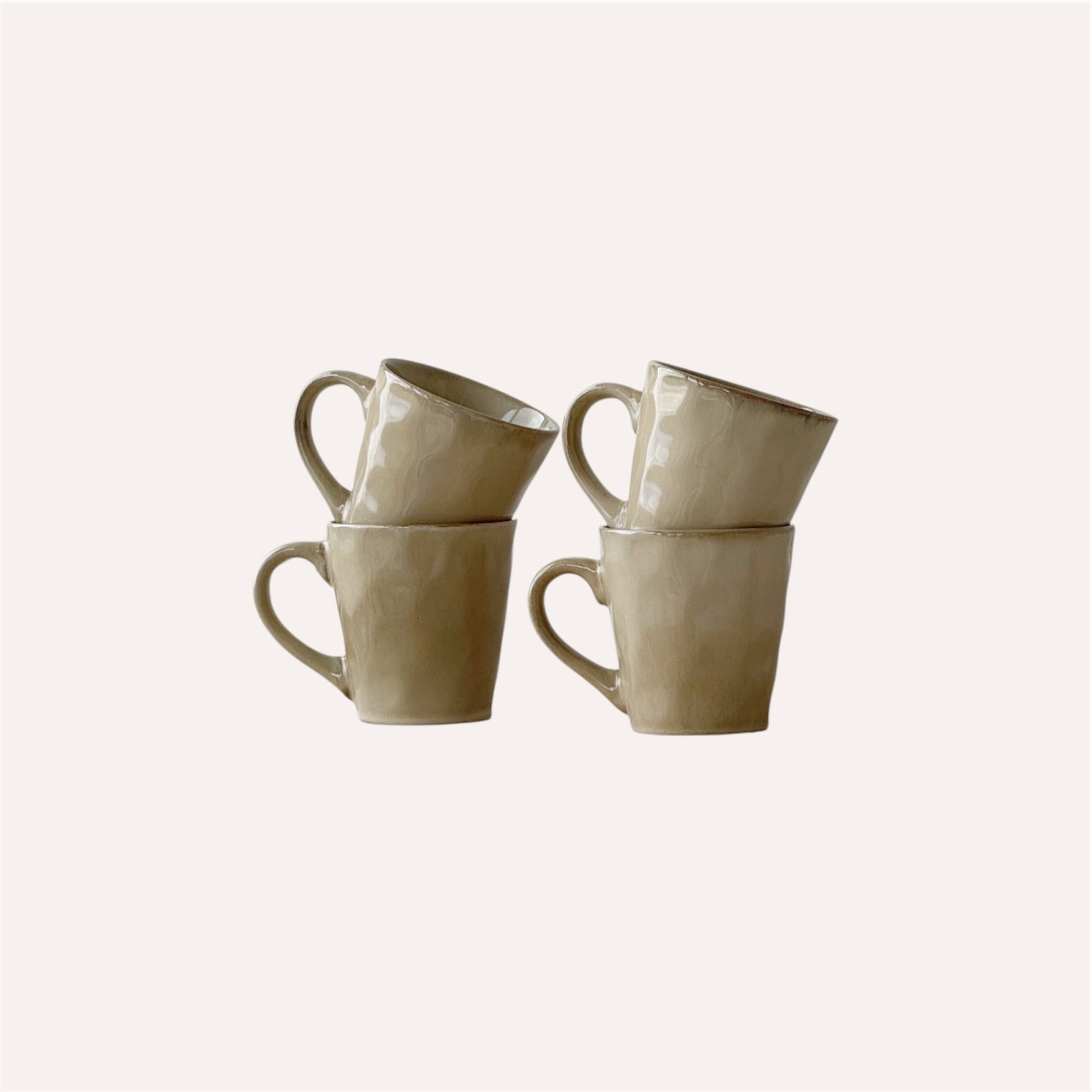 Set Of 4 Taupe Reactive Mugs