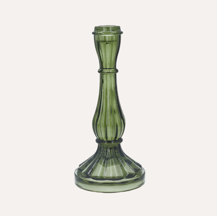 Green Hourglass Candlesticks