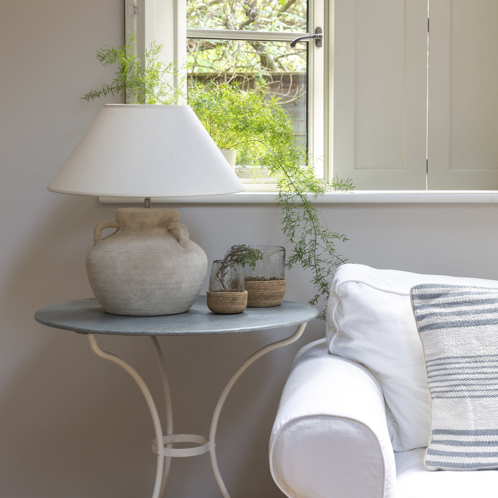 Amphora Stoneware Lamp With Cream Shade
