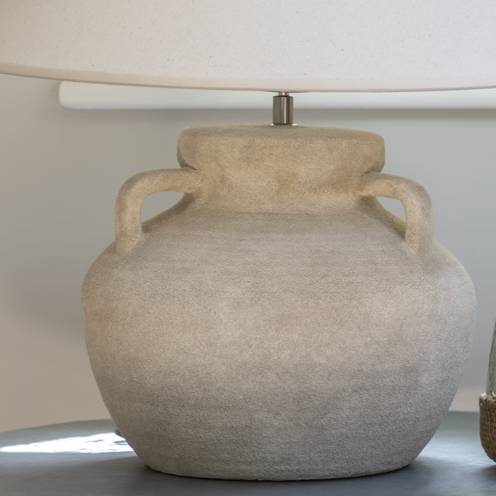 Amphora Stoneware Lamp With Cream Shade