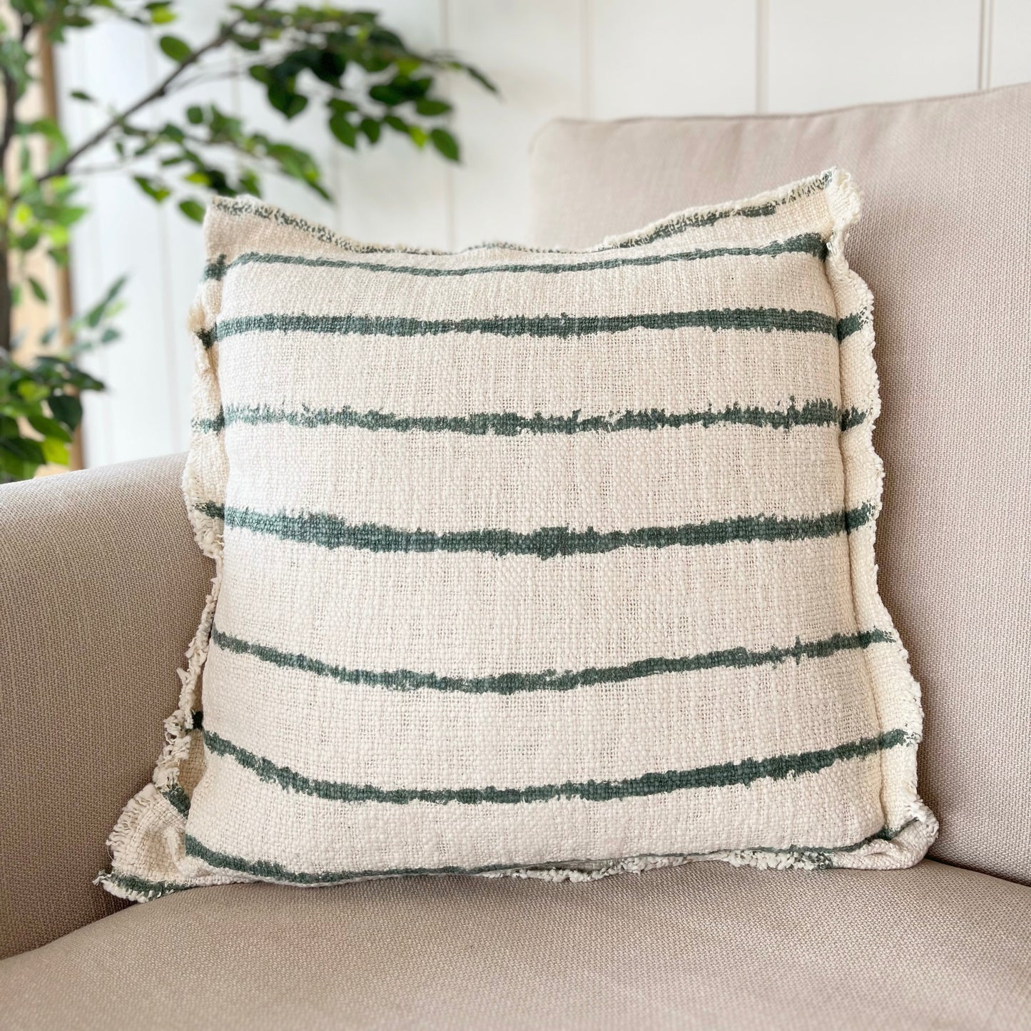 Thin Olive Stripe Cushion