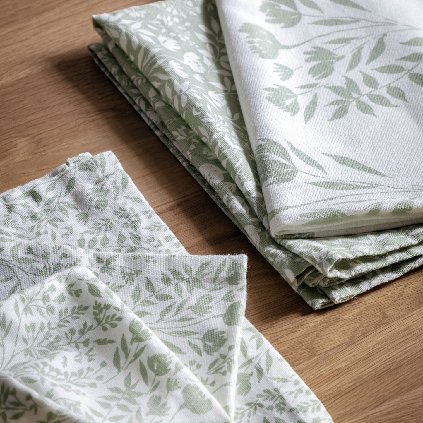 Set Of 3 Sage Floral Teatowel's