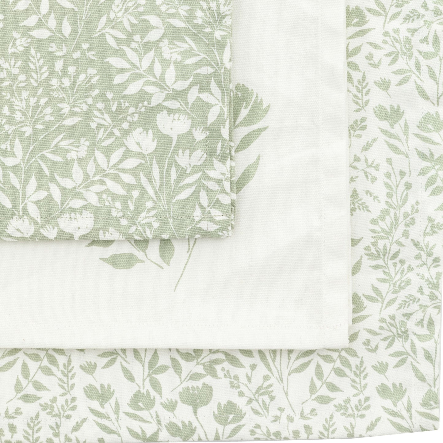 Set Of 3 Sage Floral Teatowel's