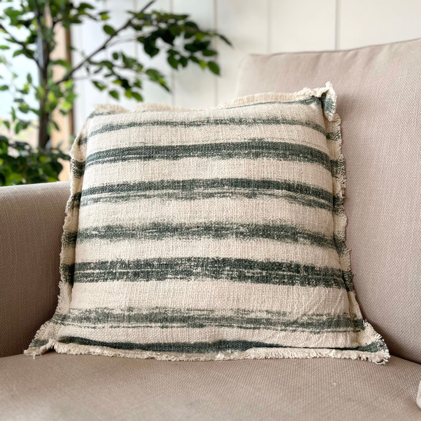 Thick Olive Stripe Cushion