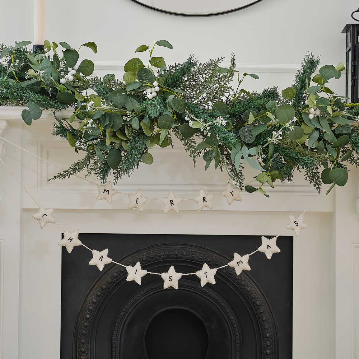 Felt White Star Merry Christmas Bunting
