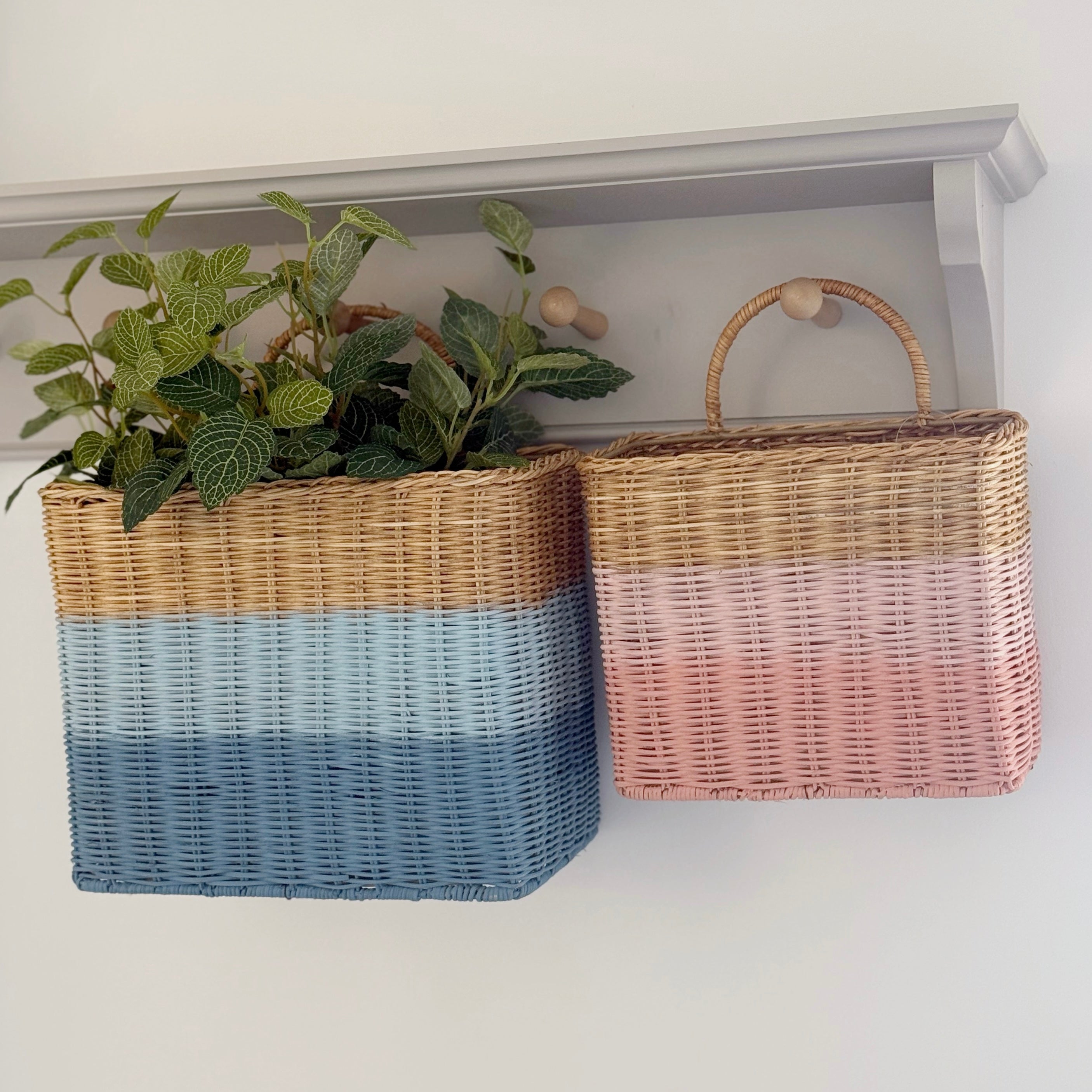 Blue Stripe Hanging Basket
