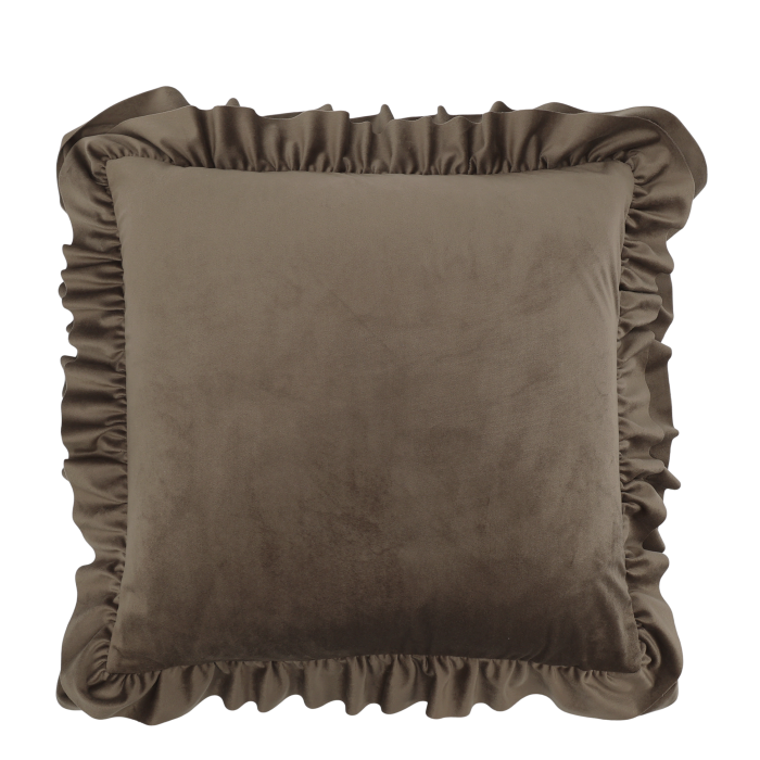 Brown Frilled Cushion Cover