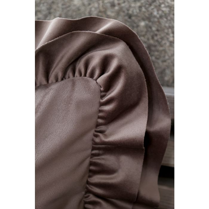 Brown Frilled Cushion Cover