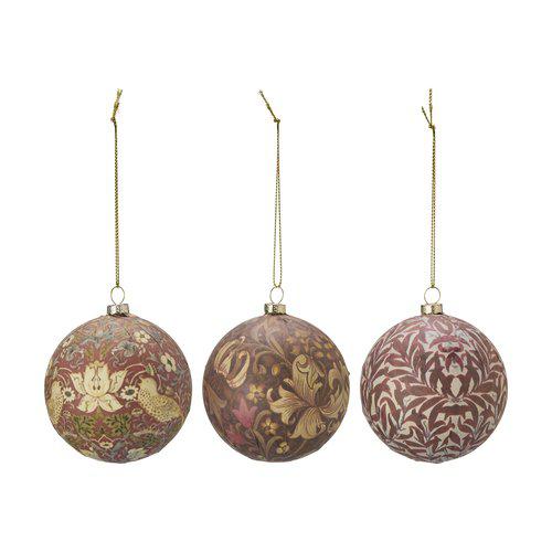 Set Of 3 Burgundy Baubles