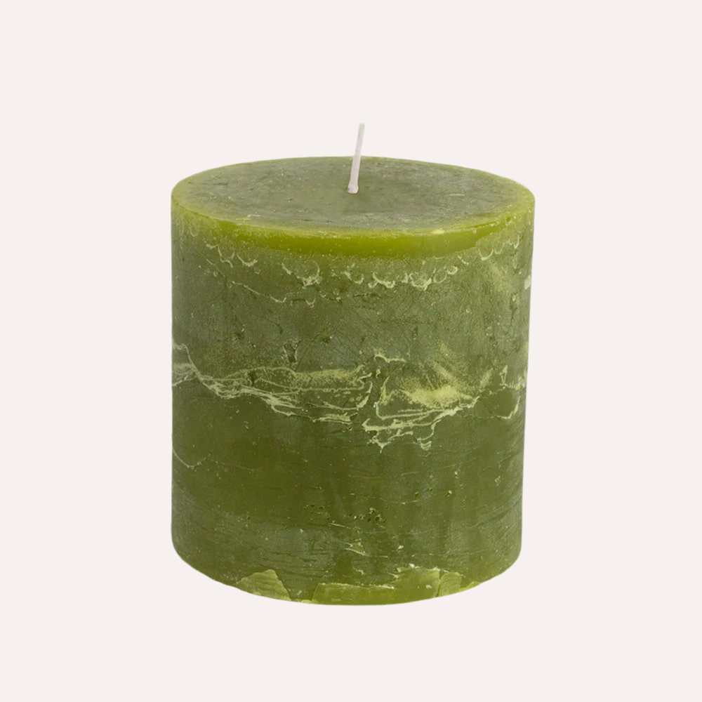 Rustic Pillar Candle Fern Green