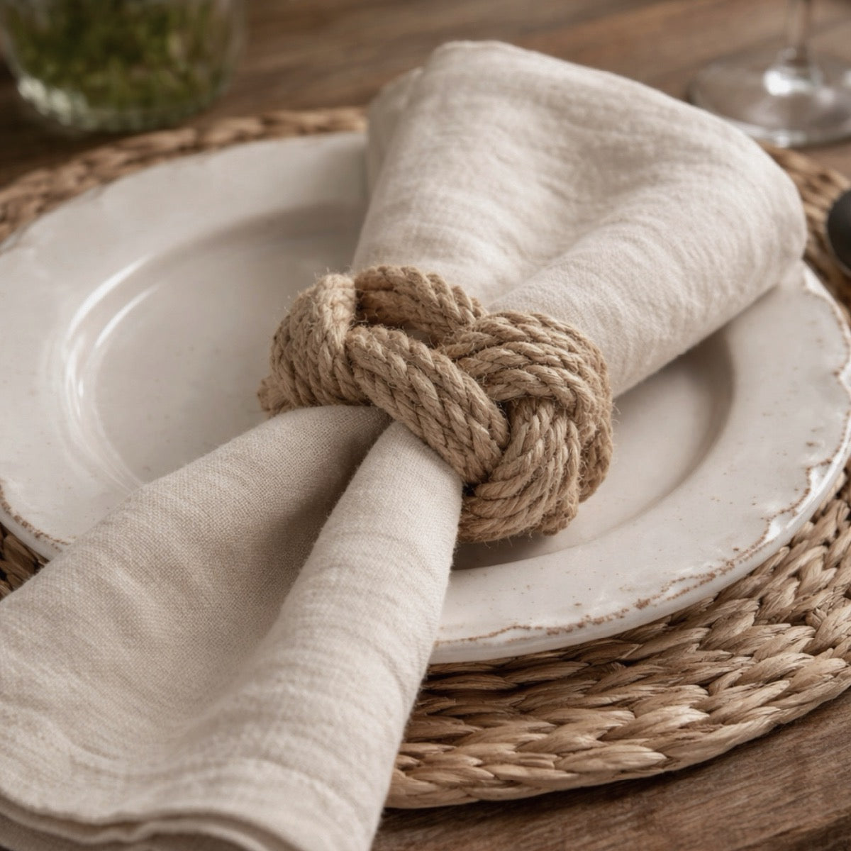 Set Of 2 Jute Napkin Rings