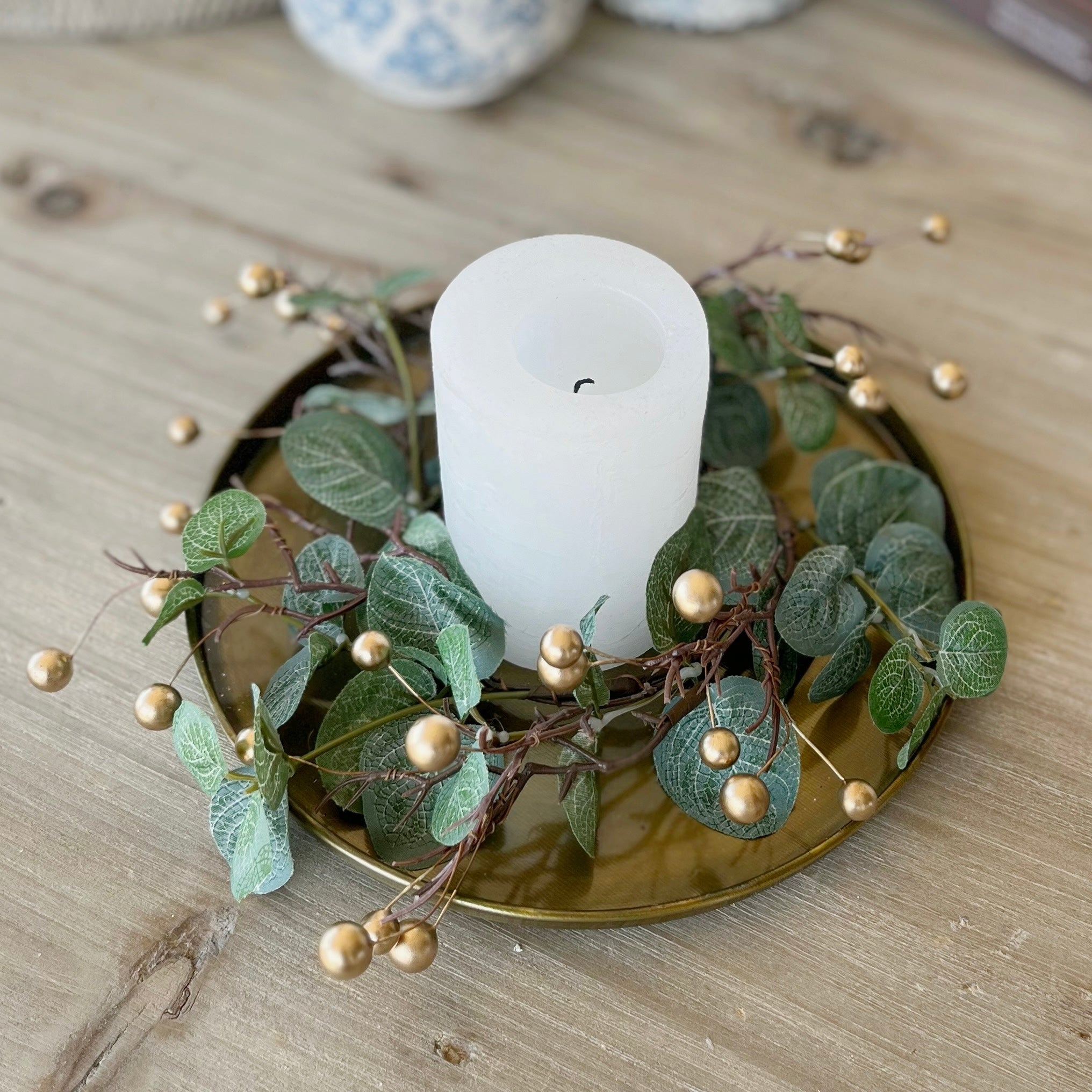 Eucalyptus & Gold Berry Candle Ring