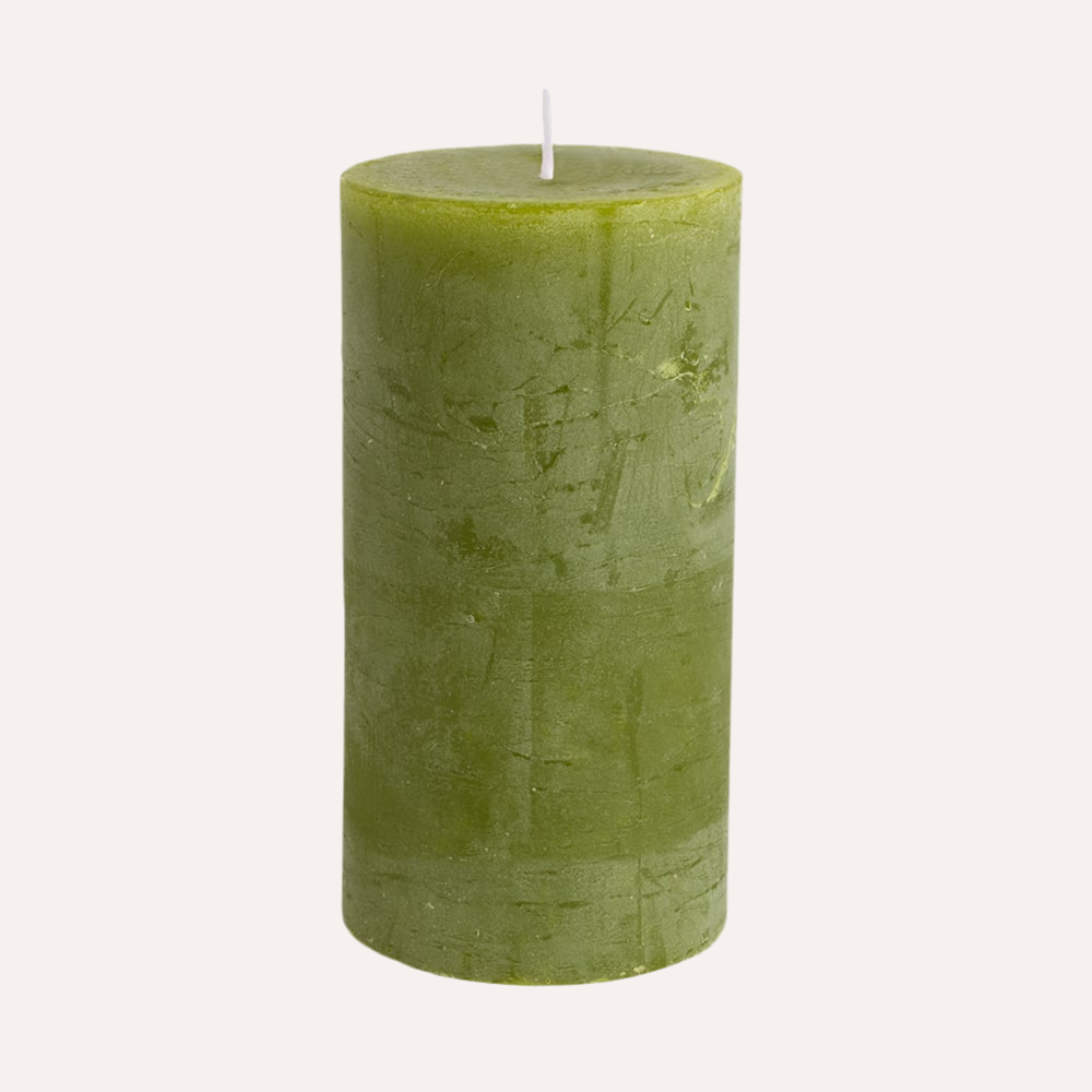 Rustic Pillar Candle Fern Green