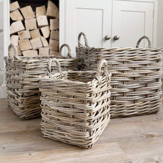 Small Square Rattan Log Basket