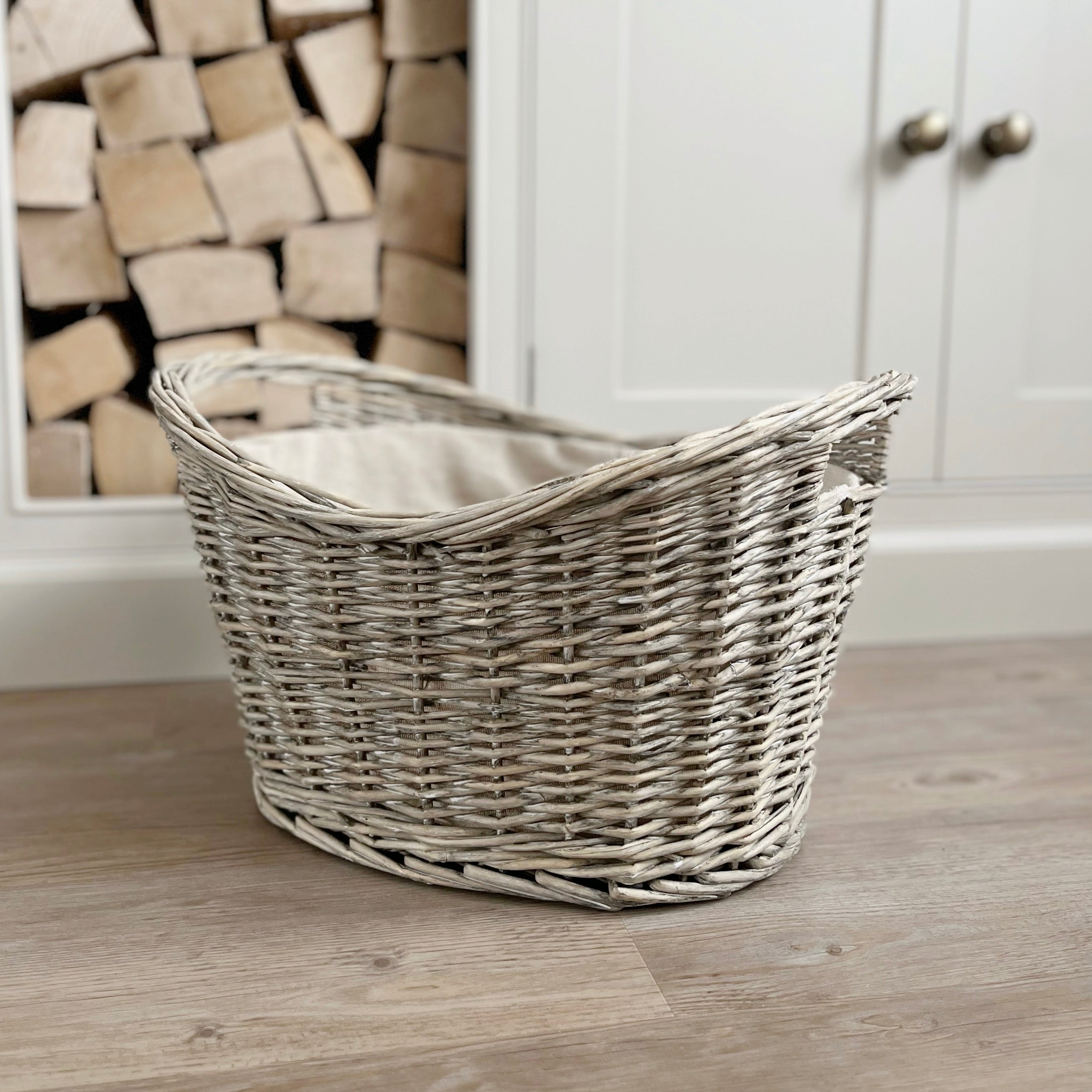 Lined Willow Oval Basket