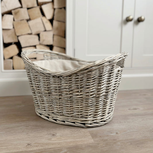Lined Willow Oval Basket