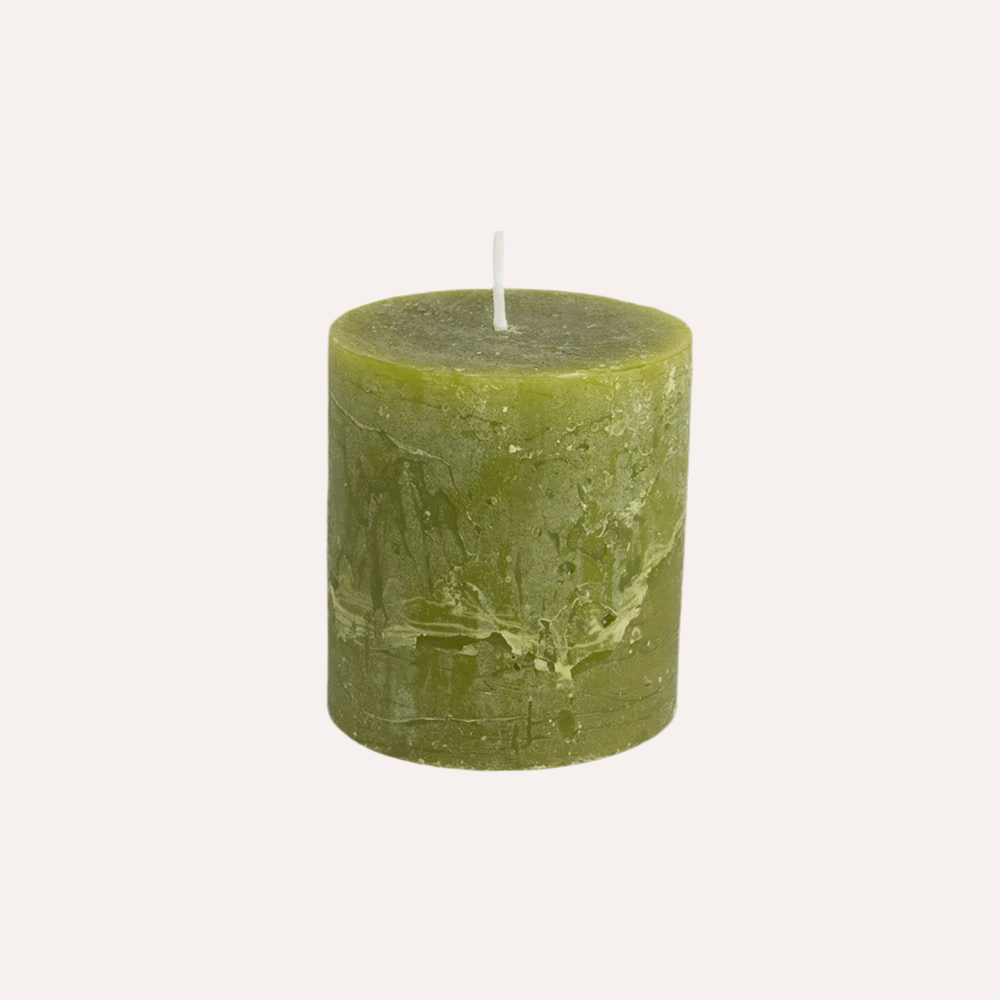 Rustic Pillar Candle Fern Green