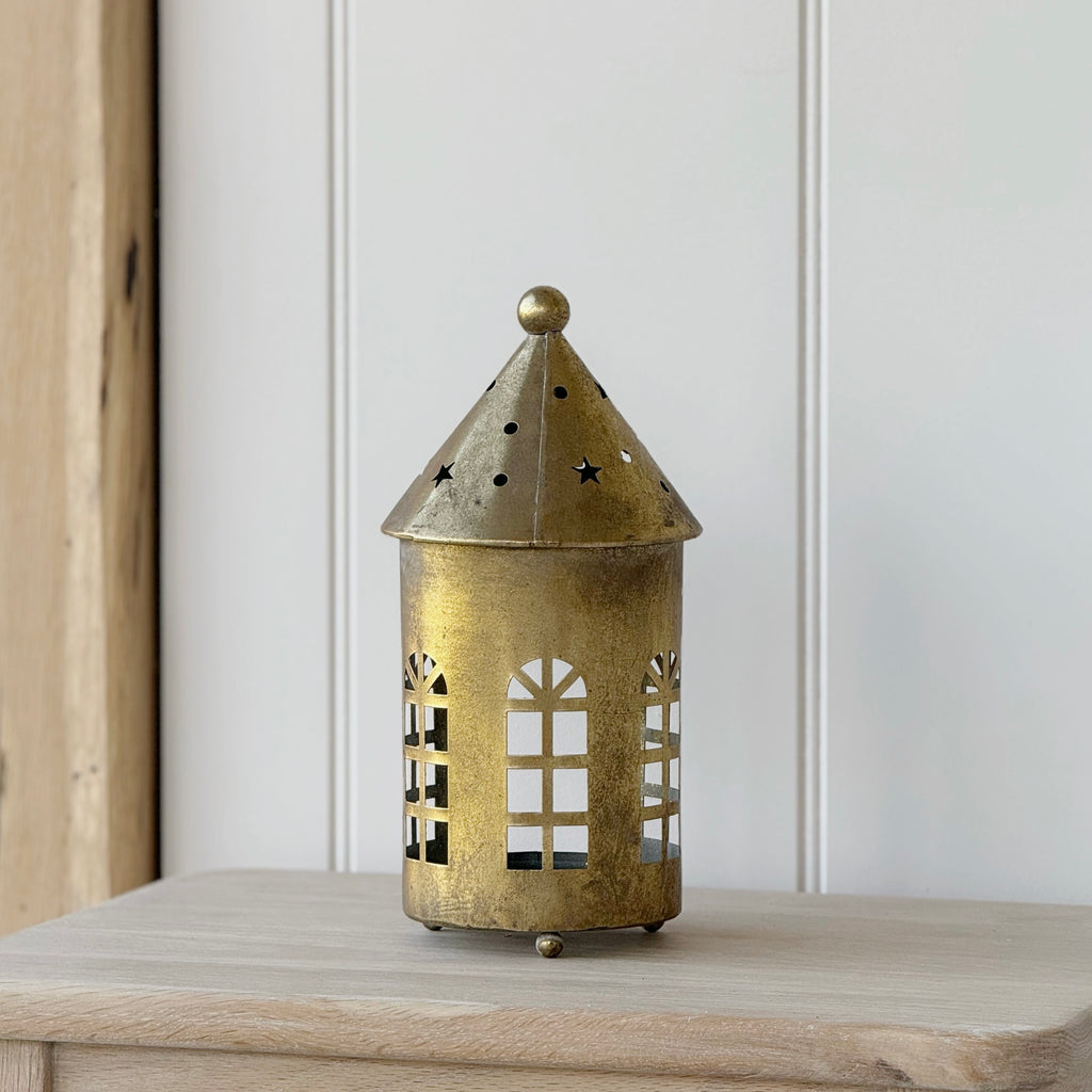 Tall Antique Gold Candle House