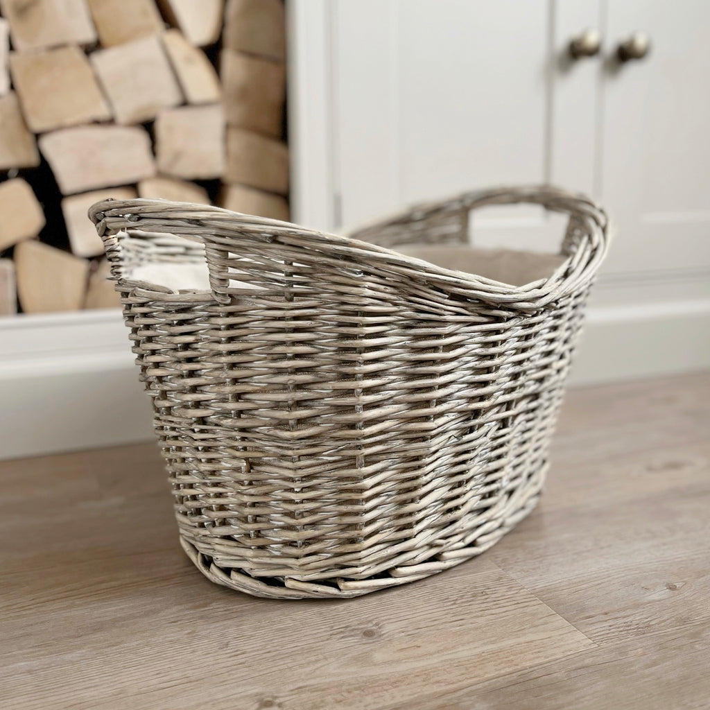 Lined Willow Oval Basket