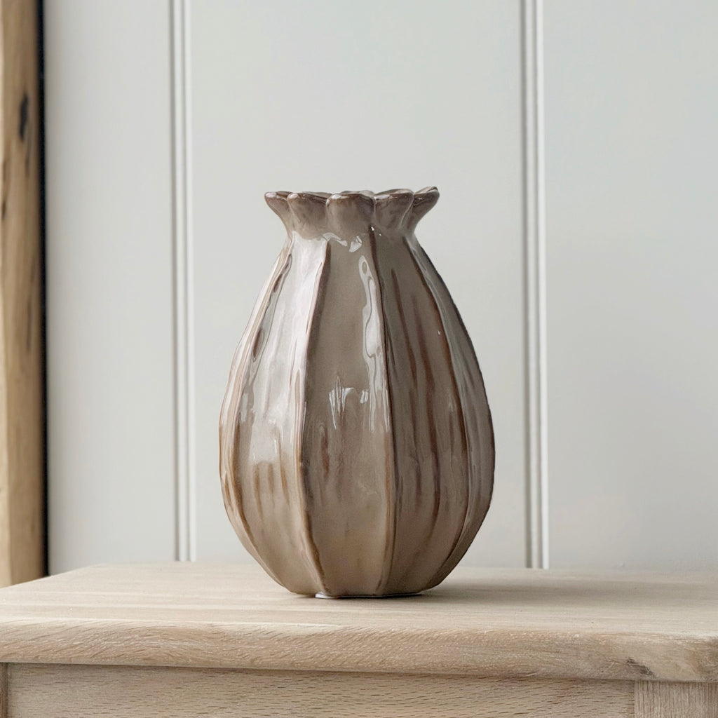 Tall Natural Poppy Vase