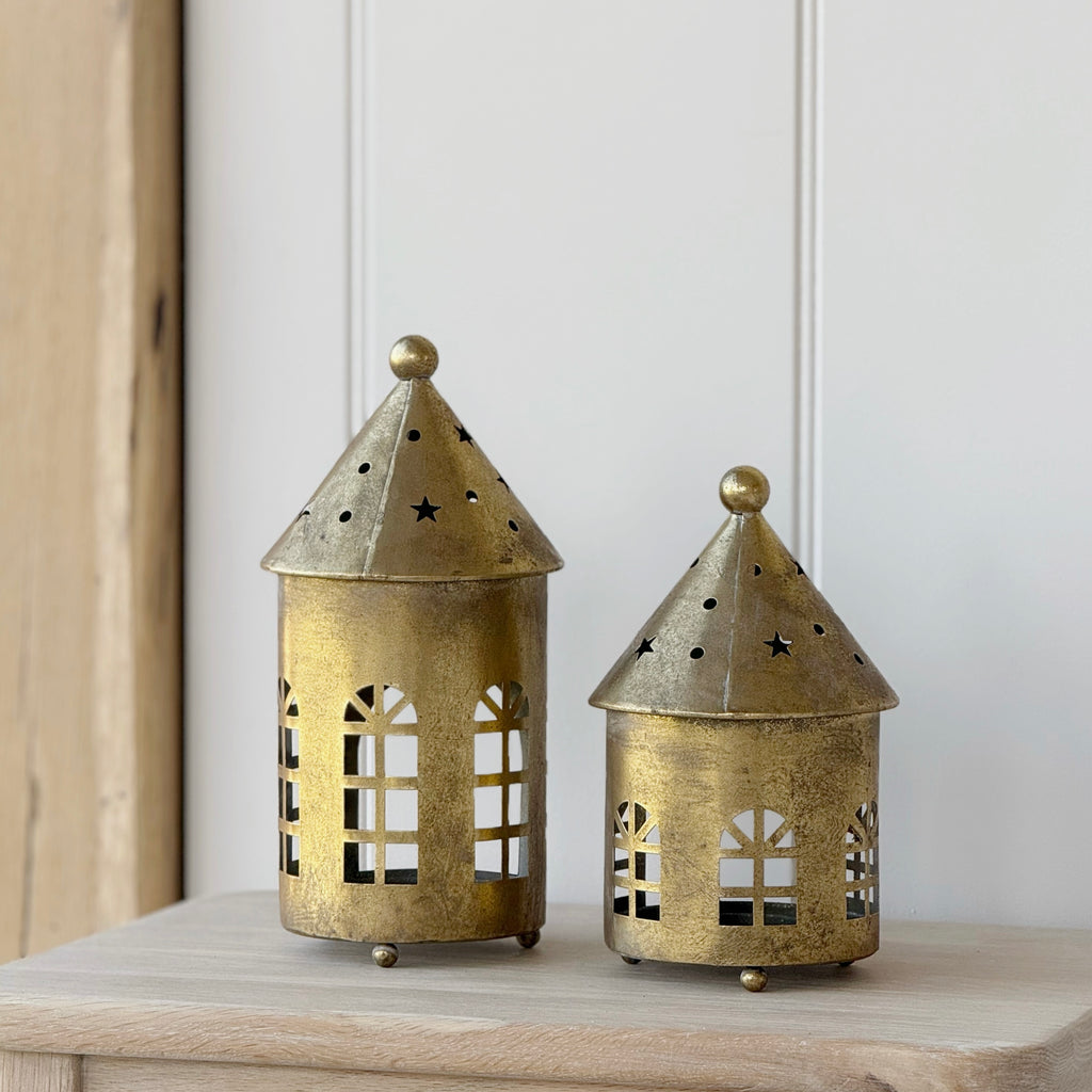 Tall Antique Gold Candle House
