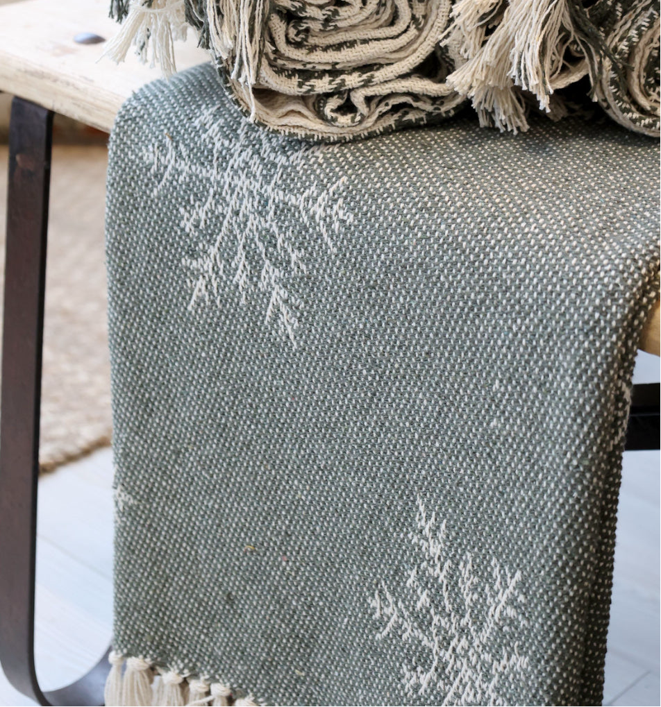Olive Snowflake Throw
