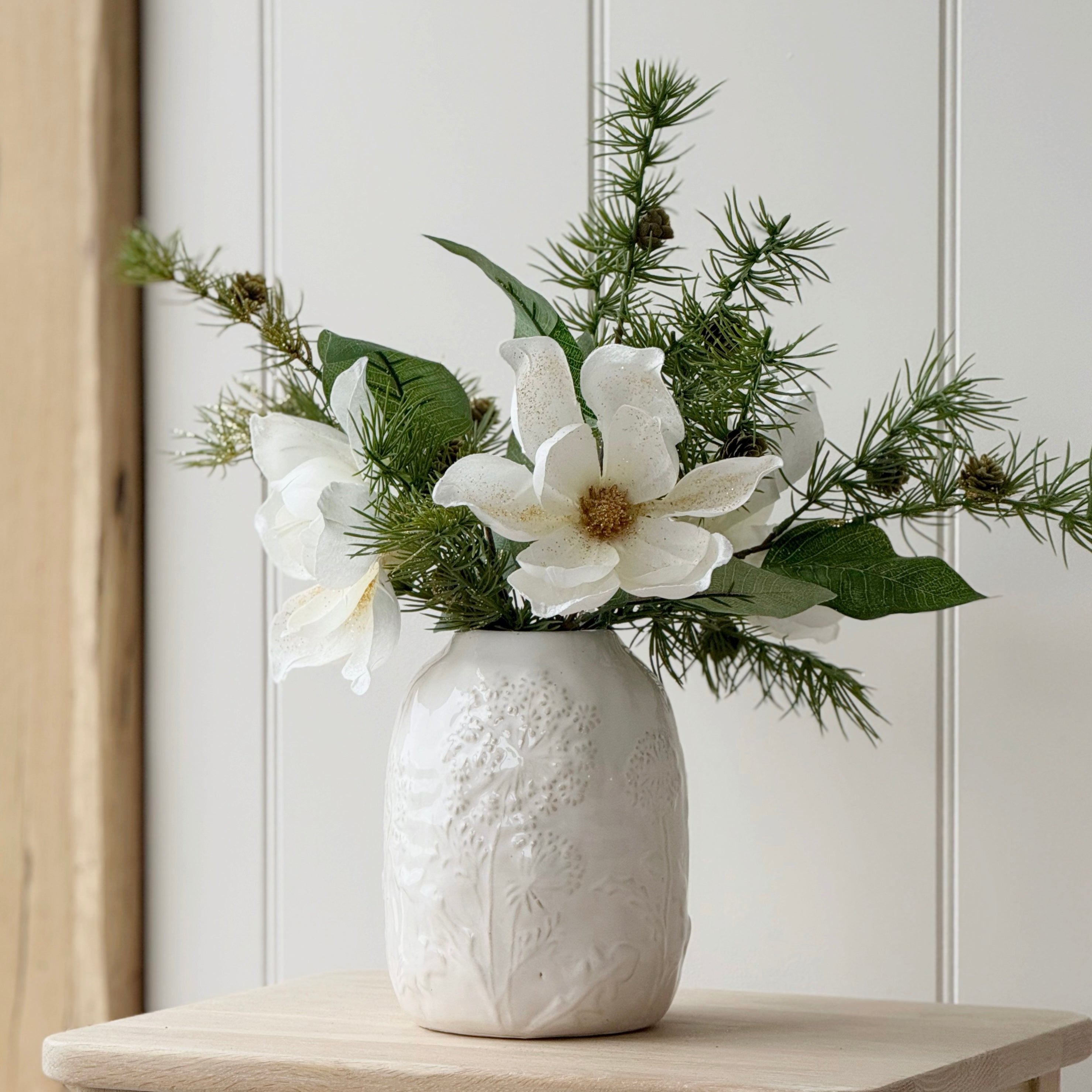 White Magnolia Festive Branch