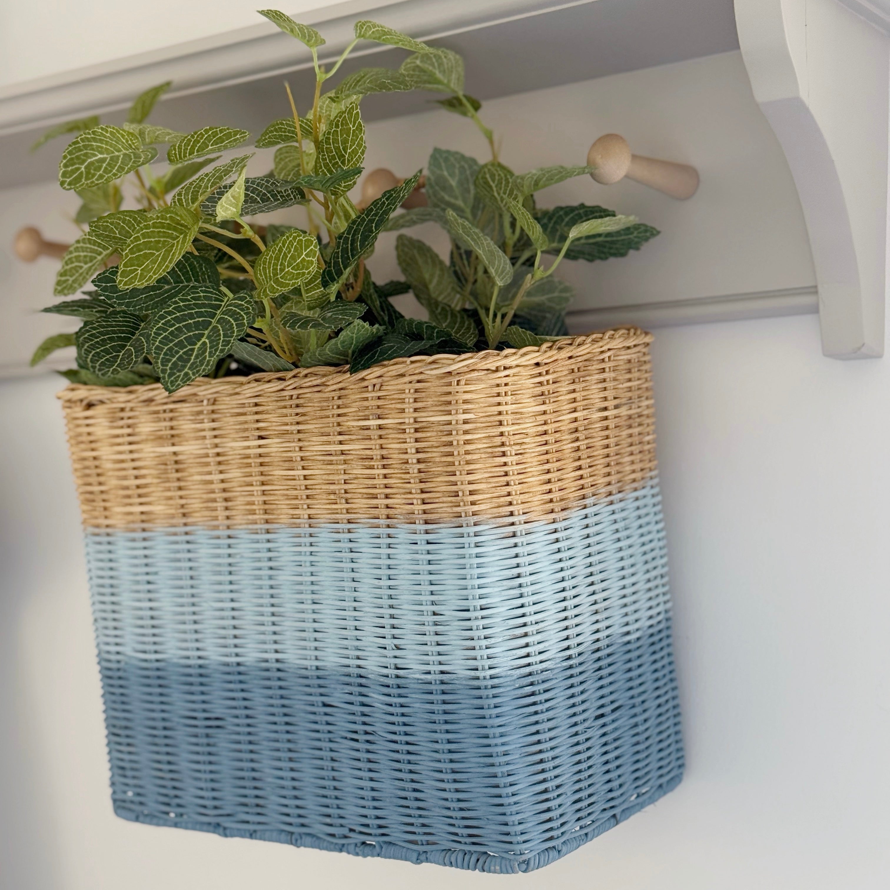 Blue Stripe Hanging Basket