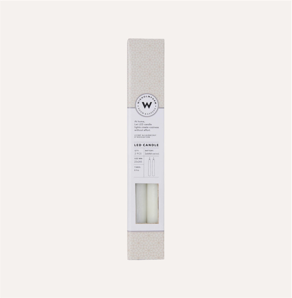 Set of 2 White LED Taper Candle