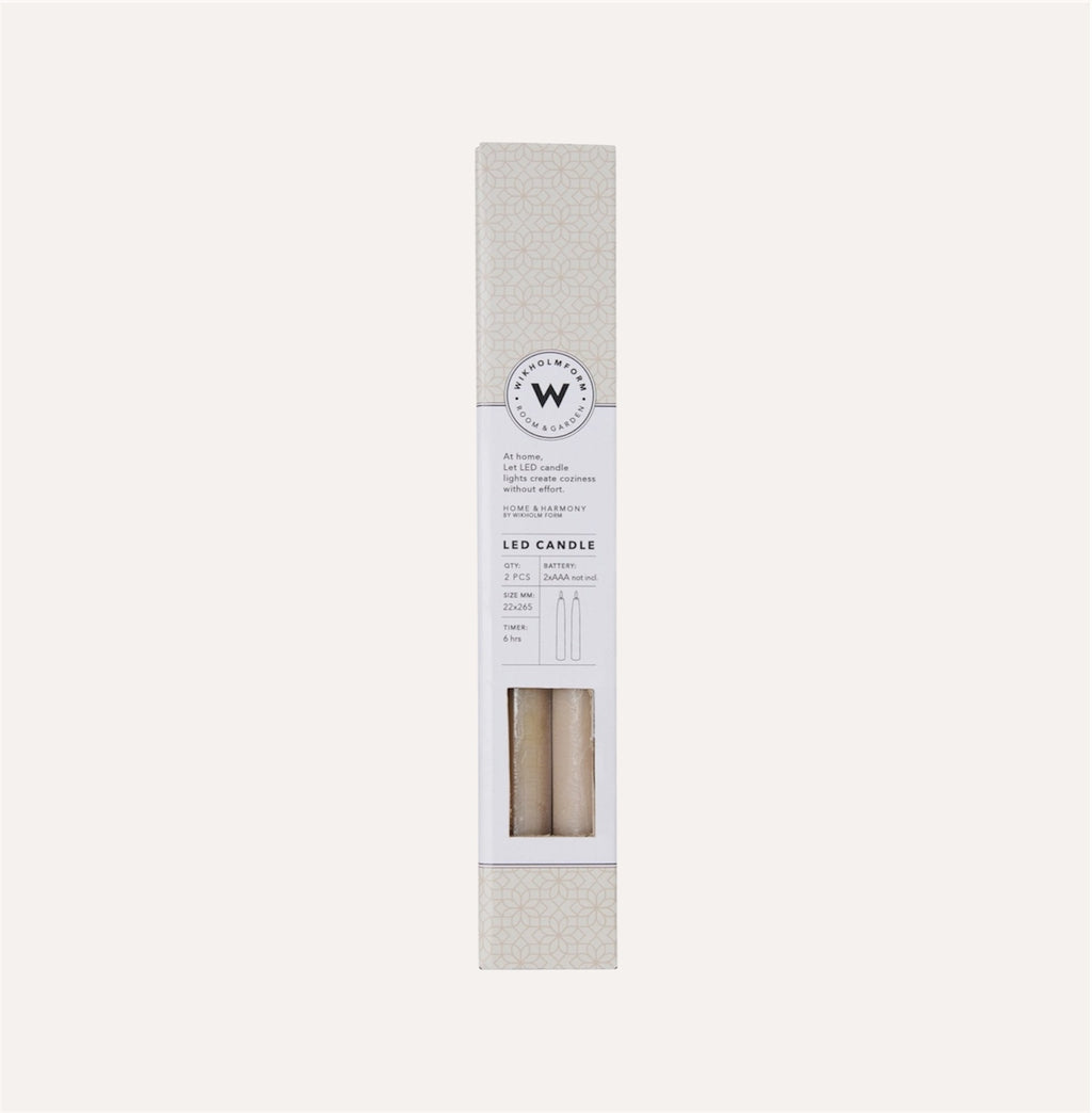 Set of 2 Beige LED Taper Candle