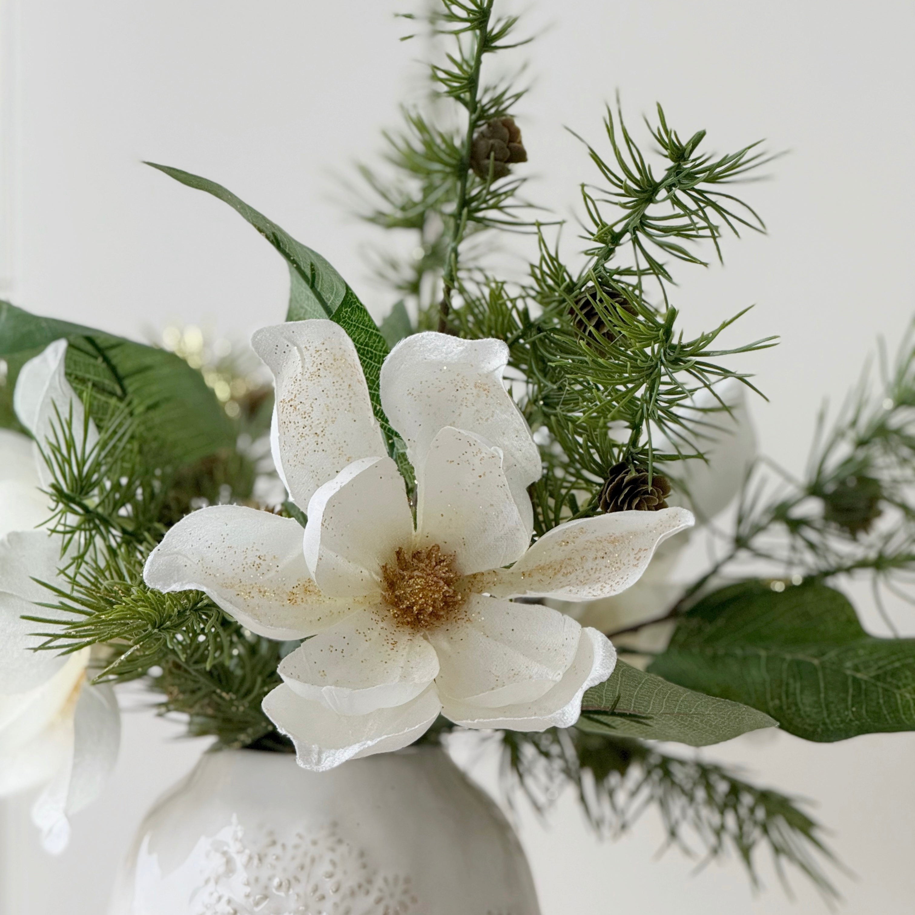 White Magnolia Festive Branch
